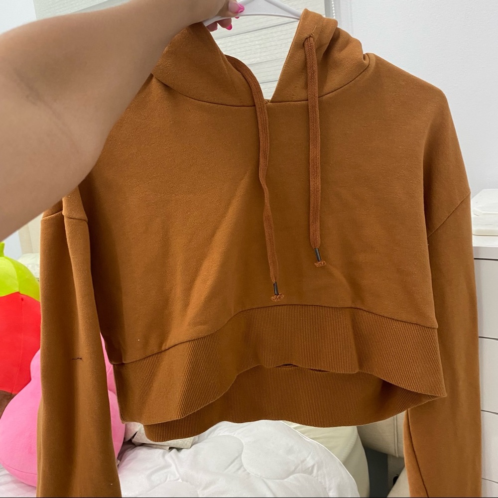 Copper brown cropped hoodie